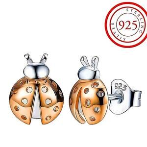 Sterling Silver Lady Bug Stud Earrings